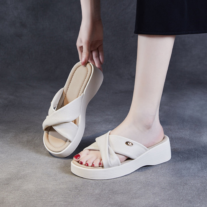 Femme Cross-Strap Platform Rutsjebåndsandaler Stilla