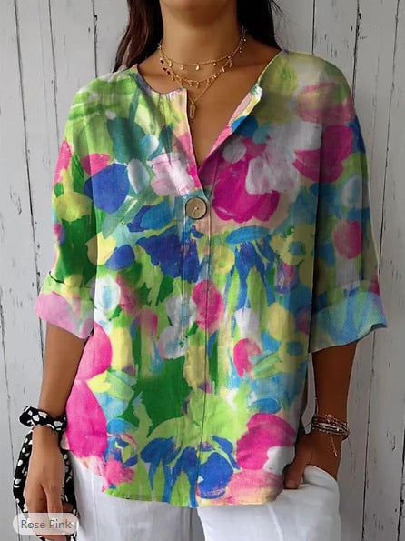 Damebluse med farverigt blomsterprint Stilla
