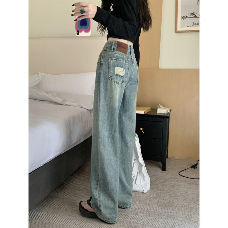 Femme Distressed Vid Bens Denim Bukser Stilla