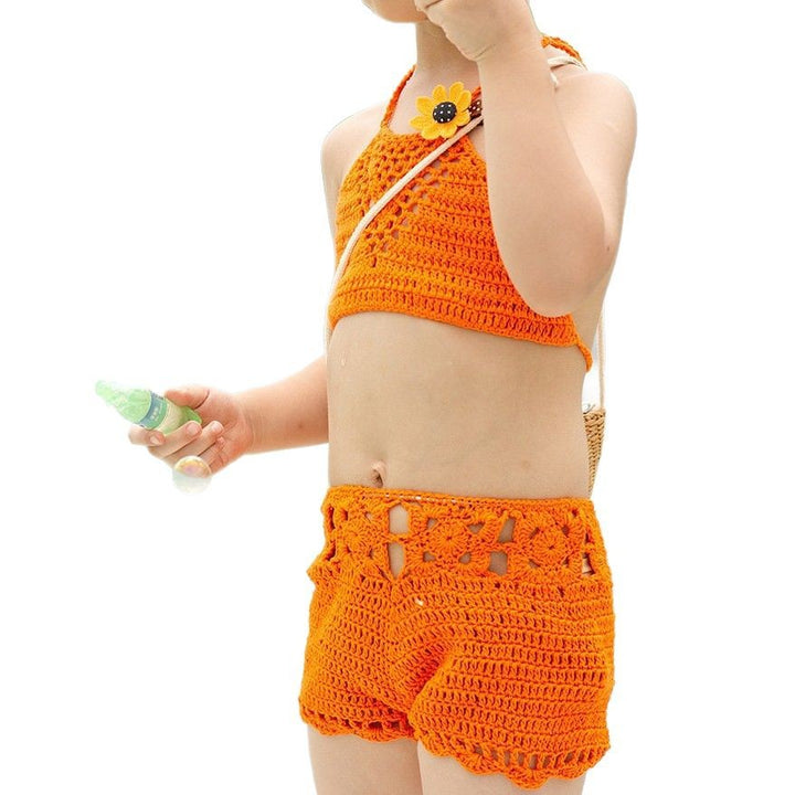Dame håndcrochet bikini-top med matchende shorts Stilla