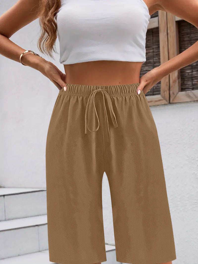 Dame Højtaljede Løst Skårne Bermuda Shorts Stilla