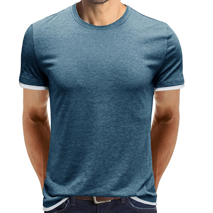Herrer åndbart Rundhalset T-shirt med kontrastfarvede ærmer Stilla