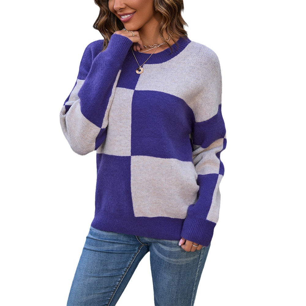 Dame fashionable sweater med blokagtig design og blødt materiale Stilla