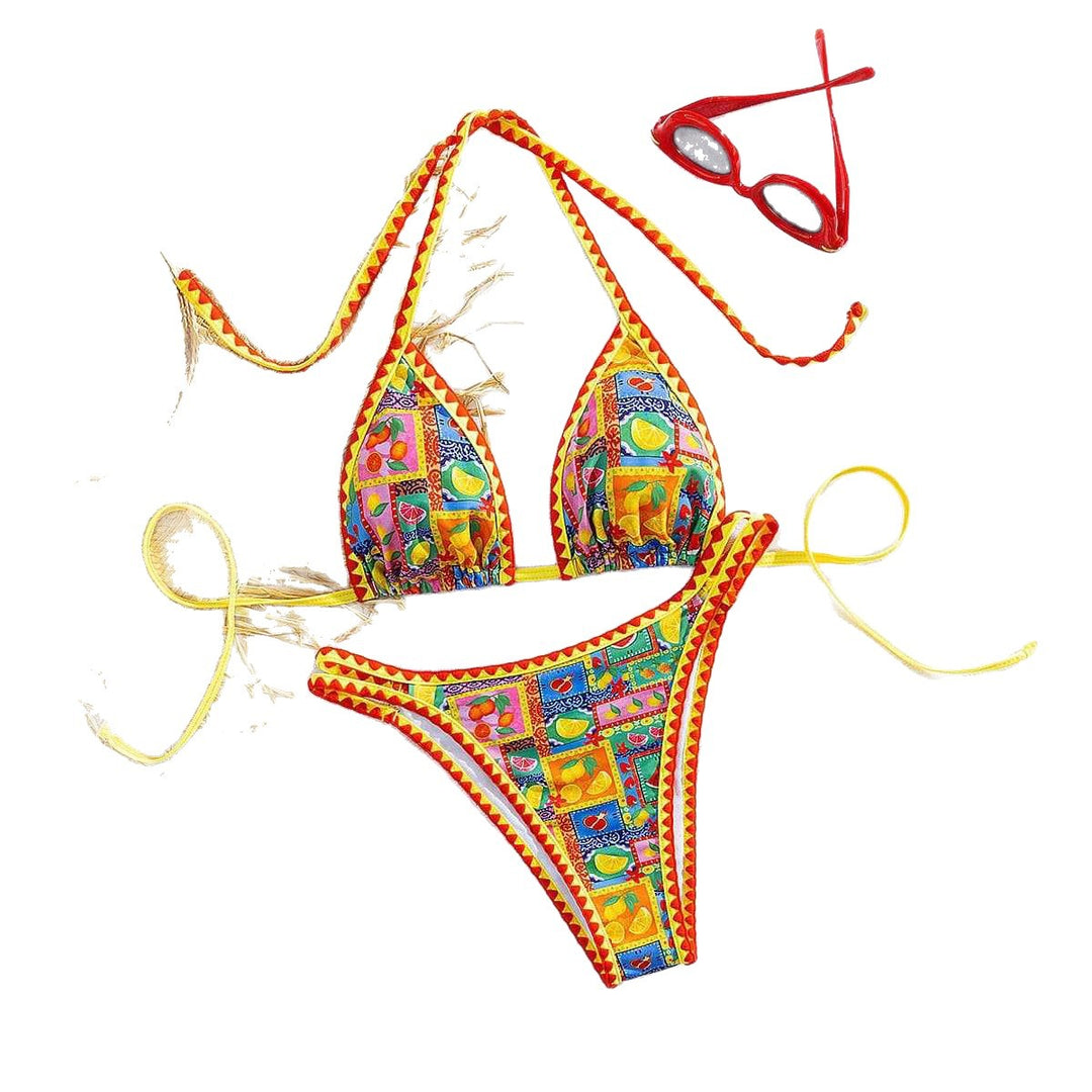 Damer Triangel-Bikini med farverig mønsterblanding Skovae
