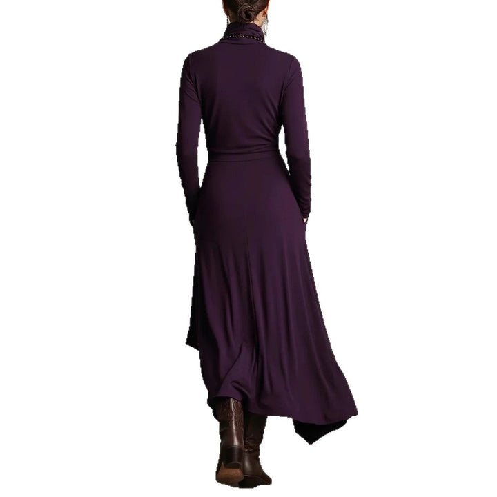 Dame Elegant Maxikjole med draperet overdel og asymmetrisk snit Skovae