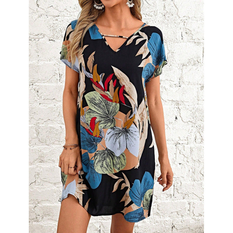 Dame Floral Print Shift Kjole Stilla