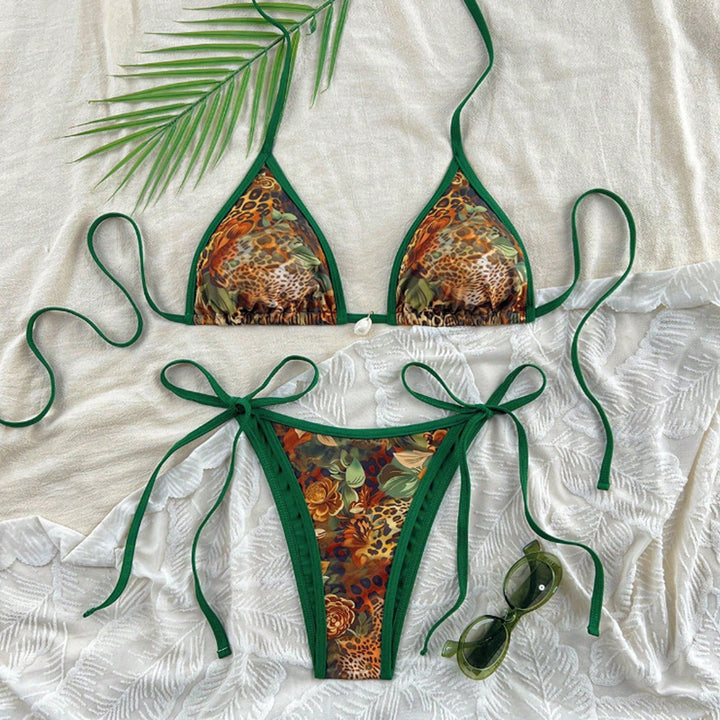 Dame trekant bikini med trendy dyreprint og justerbare stropper Skovae