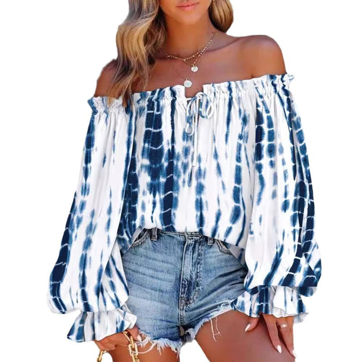 Dame Off-Shoulder Bluse med farverigt etno-mønster Stilla