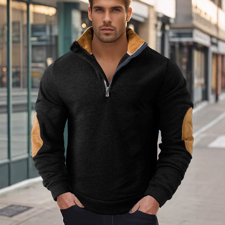 Herrer sportpullover med halv lynlås og kontrastdetaljer Stilla