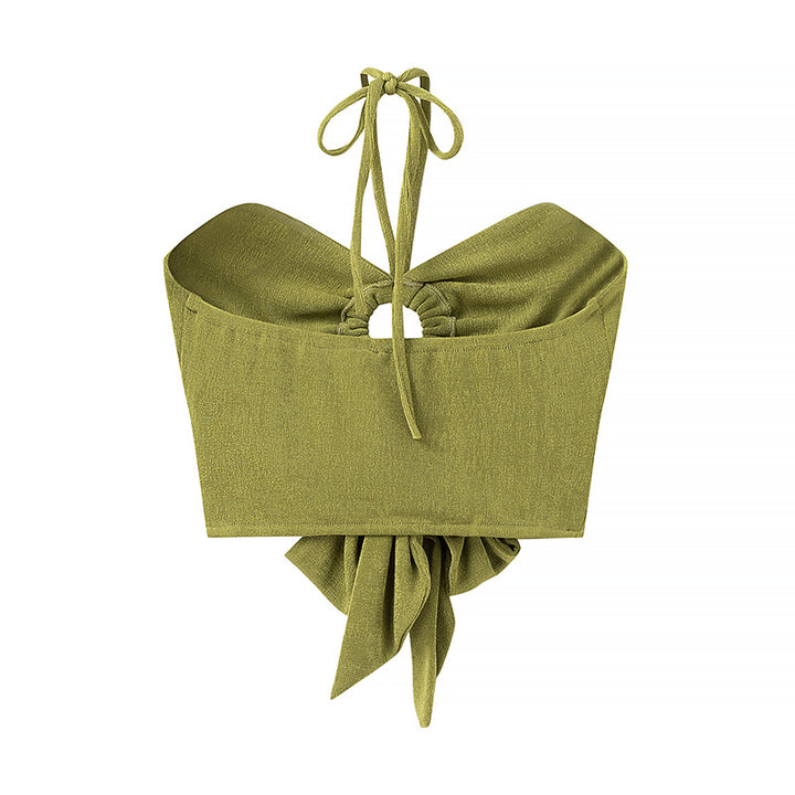 Dame Crop-Top med innovativt ring-design og justerbart bindebånd Stilla