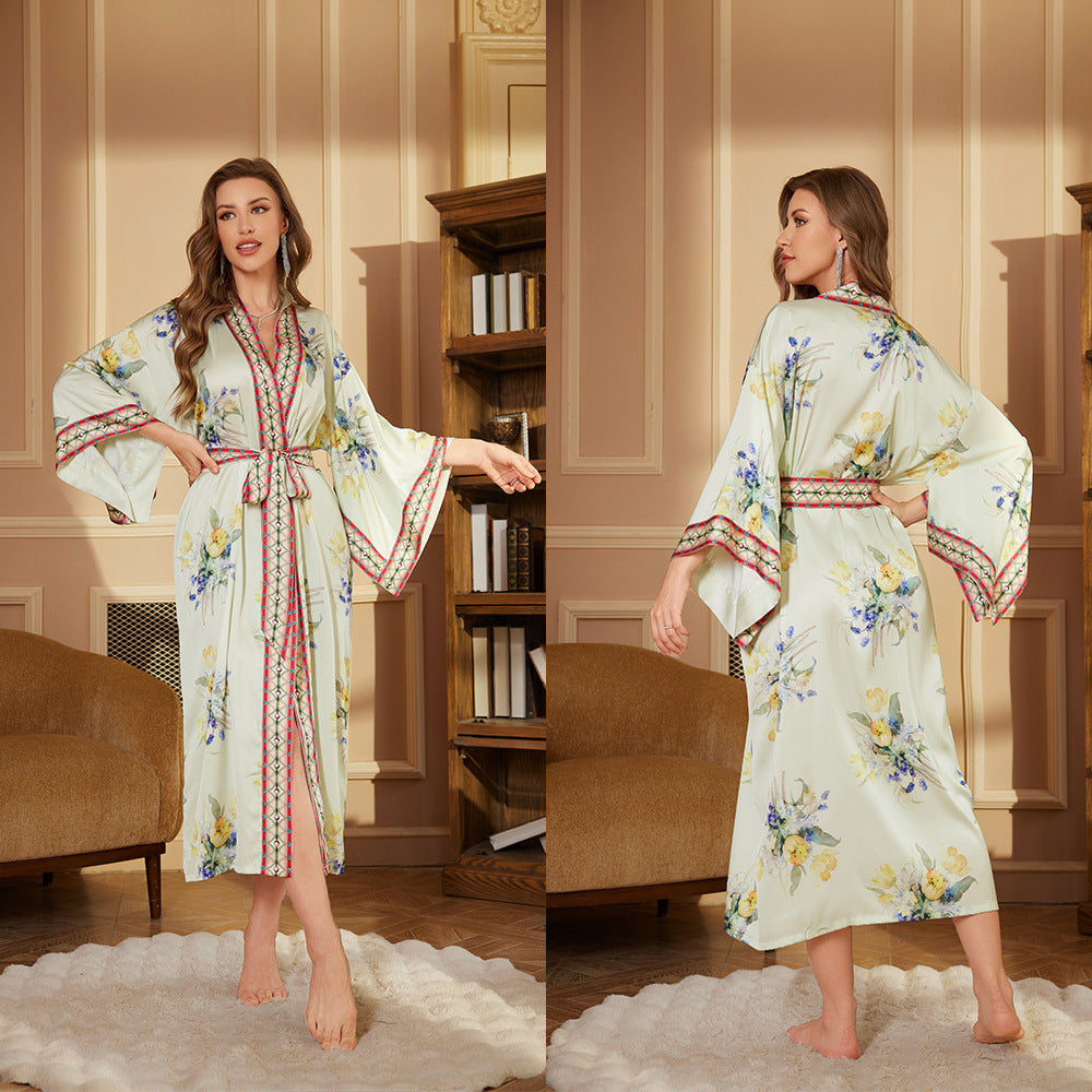 Dame Kimono-robe med kunstnerisk tigerdesign og luksuriøs taljeguide Stilla