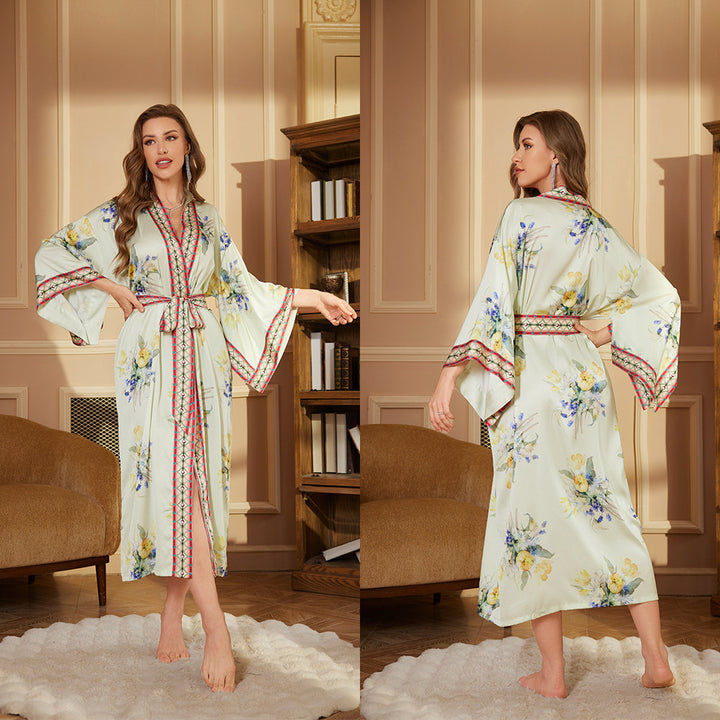 Dame Kimono-robe med kunstnerisk tigerdesign og luksuriøs taljeguide Stilla
