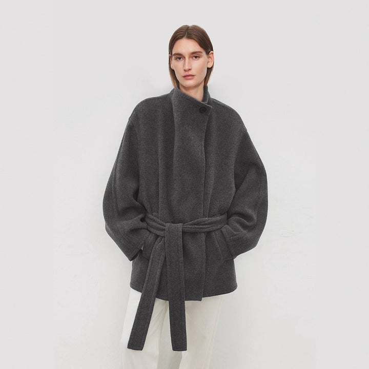 Damer elegant oversized frakke med bindebånd Stilla