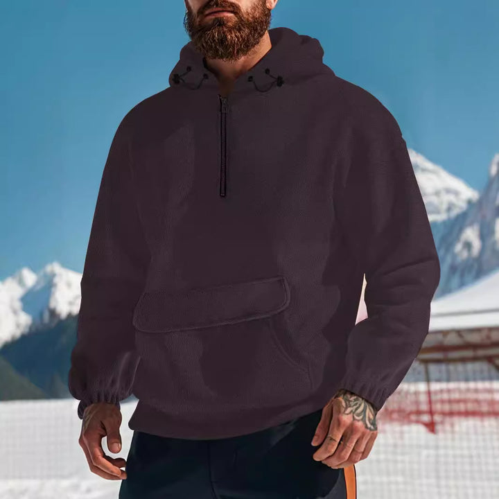 Herrer Fleece-Hoodie med høj hals og praktisk kængurulomme Stilla