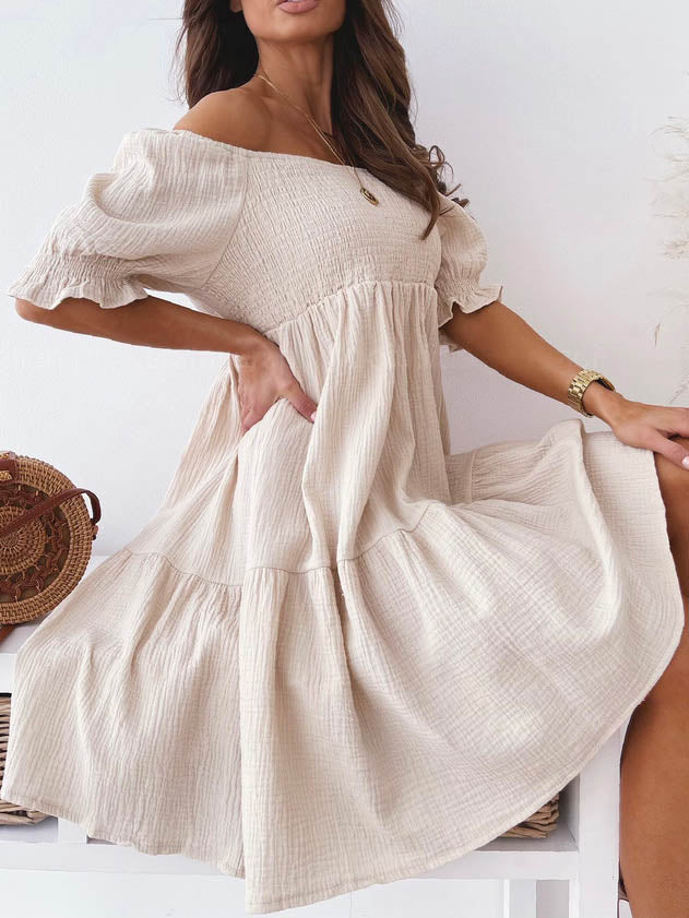 Stilla | Off Shoulder Korte Ærmer Løs Mini Kjole