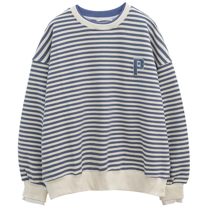 Dame Størrelser Stribet Sweatshirt med Statement-rib Stilla