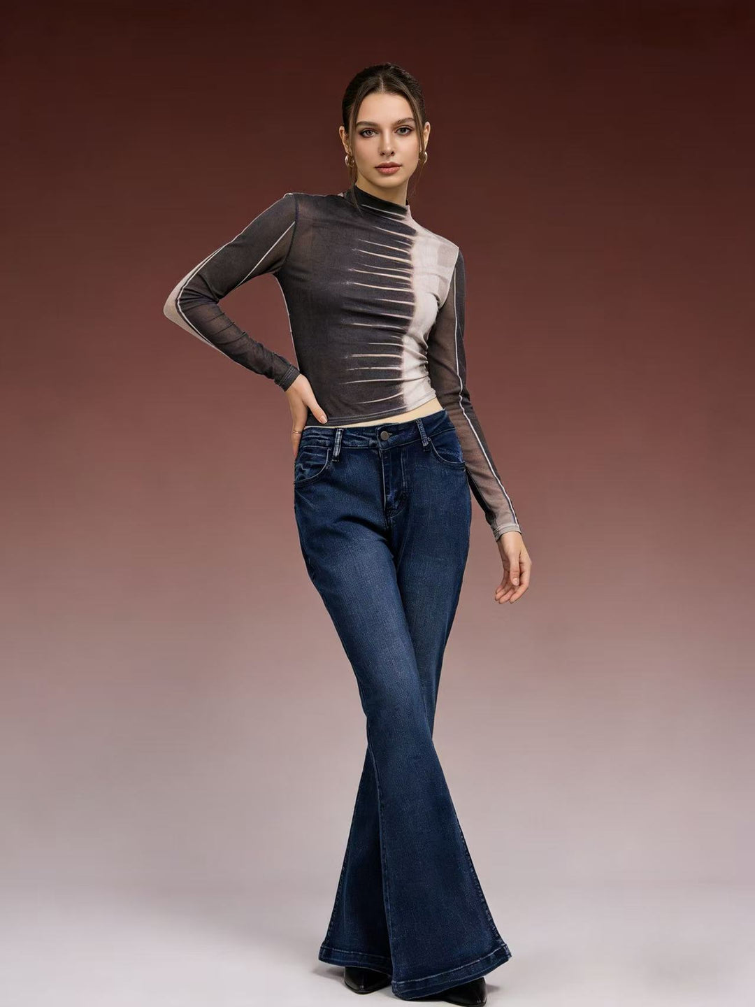 Damer elegant cropped top med puffærmer og vintage broderi Skovae