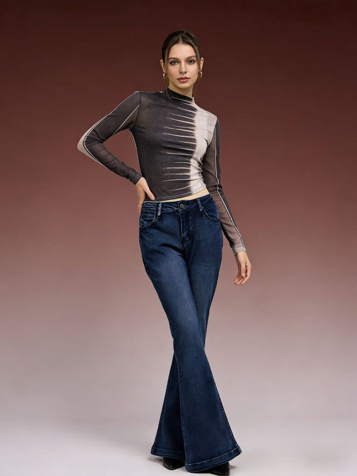 Damer elegant cropped top med puffærmer og vintage broderi Skovae