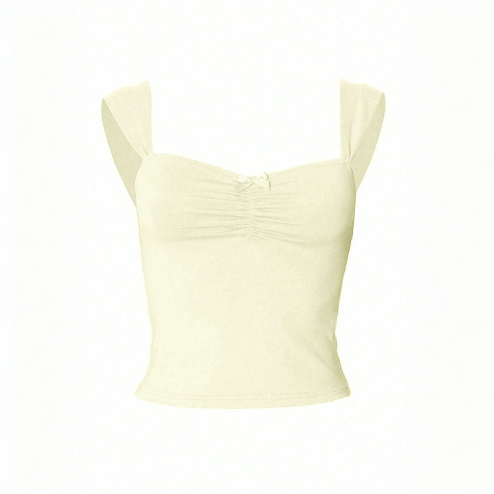 Kvinders tætsiddende crop top med sofistikeret drapering og sød bindebånd Stilla