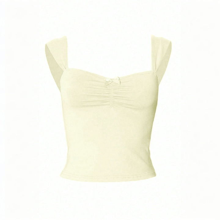 Kvinders tætsiddende crop top med sofistikeret drapering og sød bindebånd Stilla