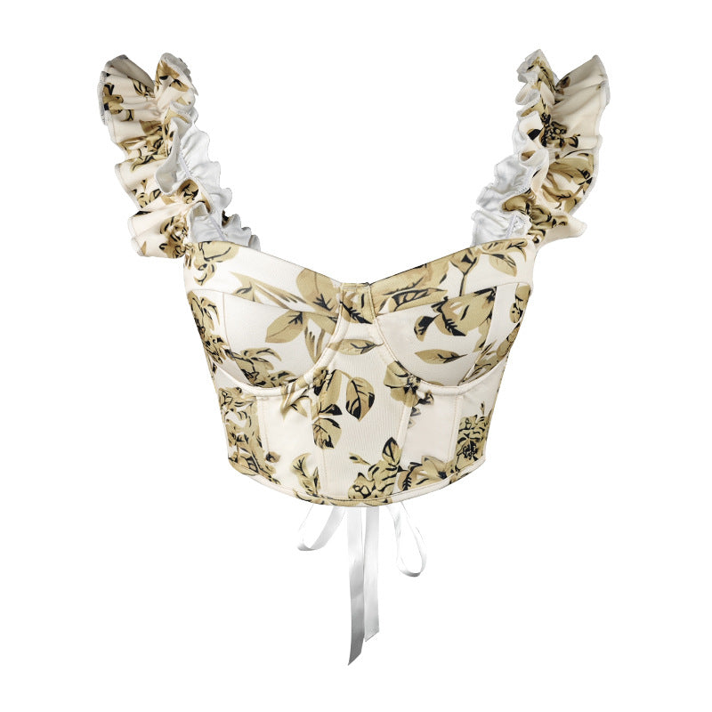 Dame Bustier i romantisk floral design med ruffled detaljer Stilla