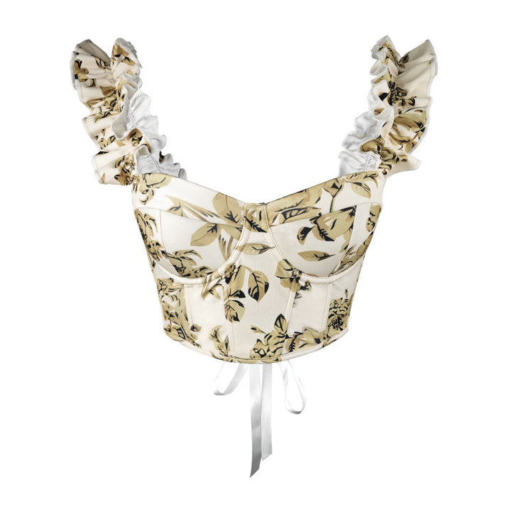 Dame Bustier i romantisk floral design med ruffled detaljer Stilla