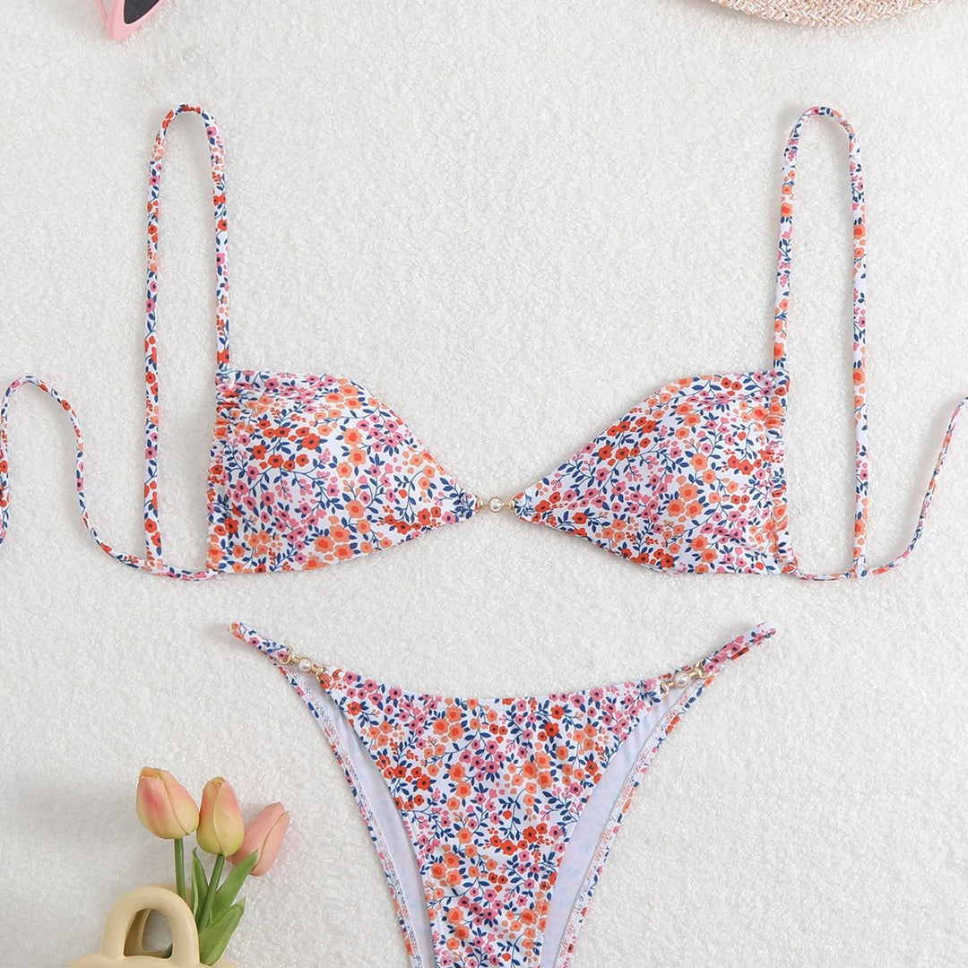 Dame bikini-sæt med justerbare stropper og blomsterdesign Stilla