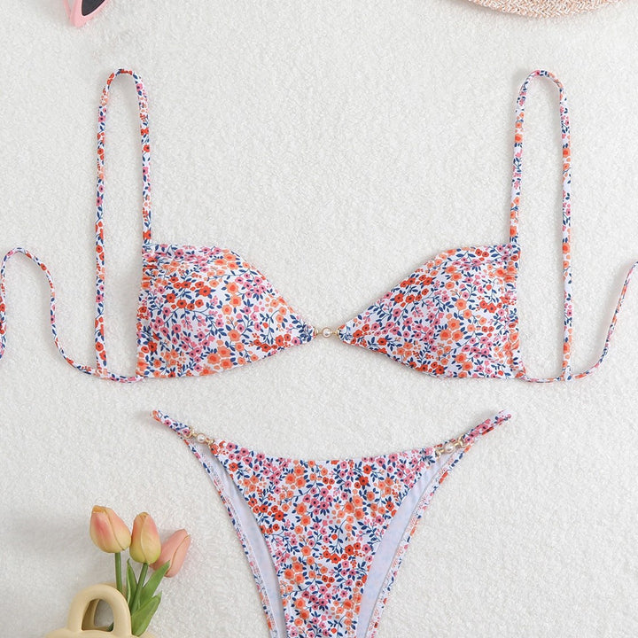 Dame bikini-sæt med justerbare stropper og blomsterdesign Stilla