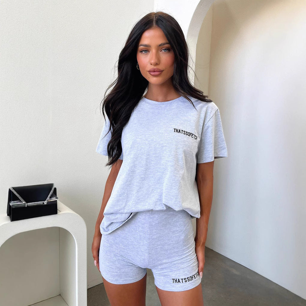 Dame Lounge-Sæt med afslappet T-shirt og shorts Skovae