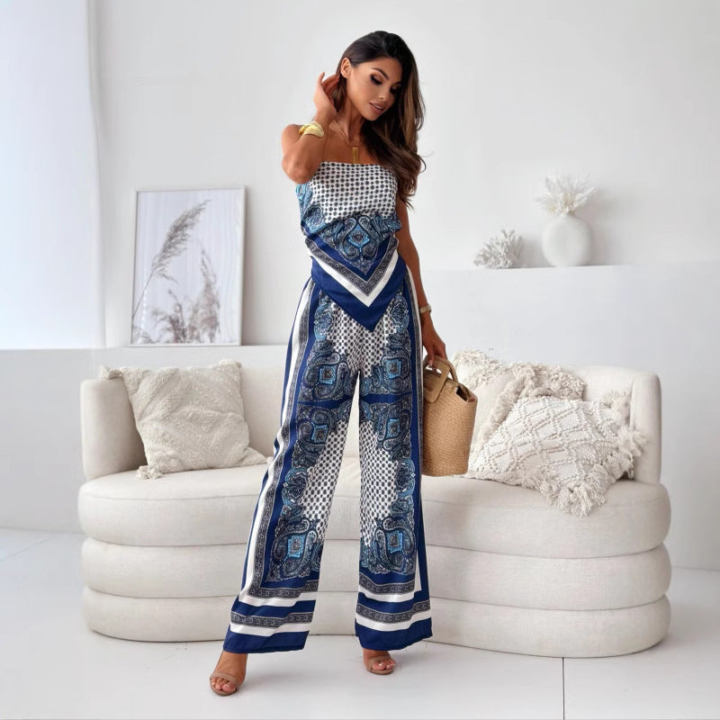 Dame Elegant Jumpsuit med detaljeret Bandana-print Stilla
