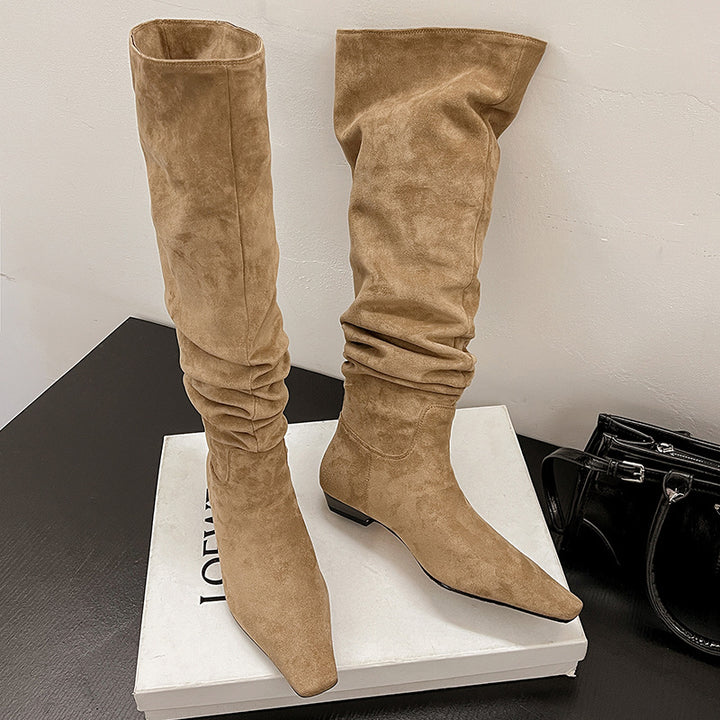 Femme Over-the-Knee Nubuck Slouchy Støvler med spids tå Stilla