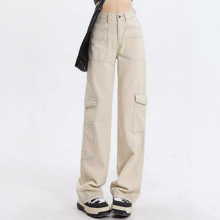 Kvinders cargo jeans med høj talje og praktiske lommer Stilla