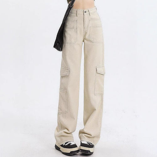 Kvinders cargo jeans med høj talje og praktiske lommer Stilla