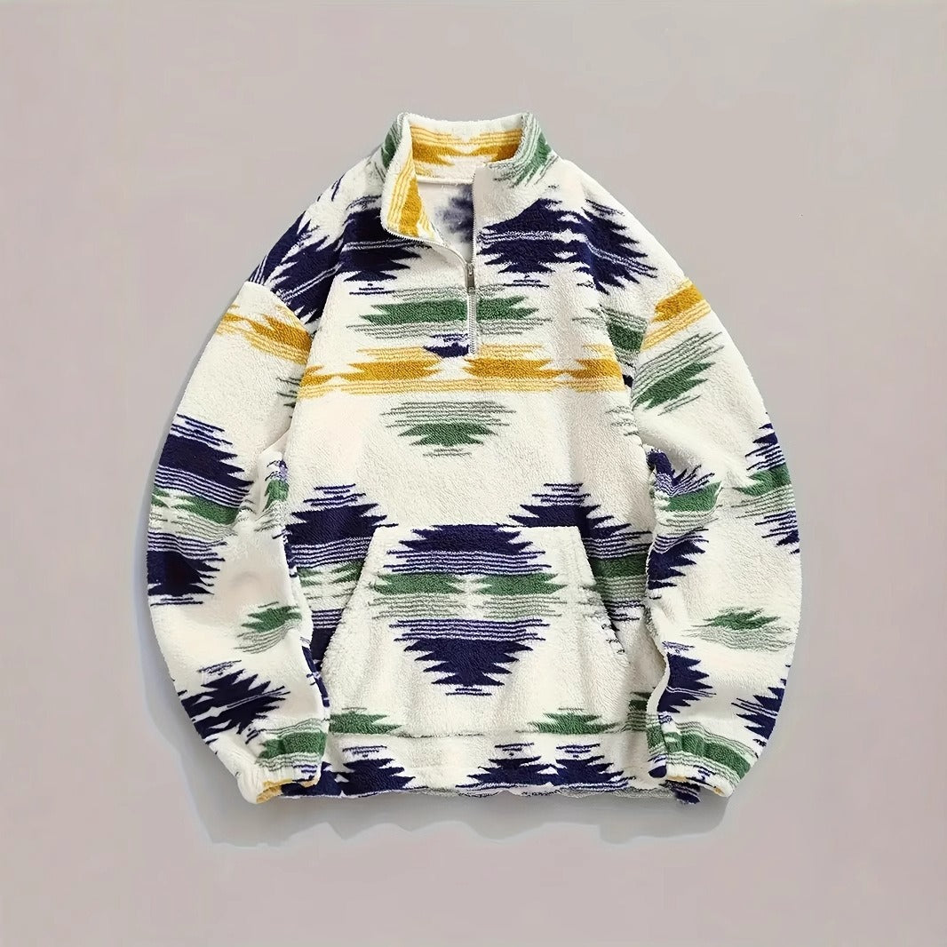Dame Fleece-trøje med moderne lynlås og farverigt design Stilla