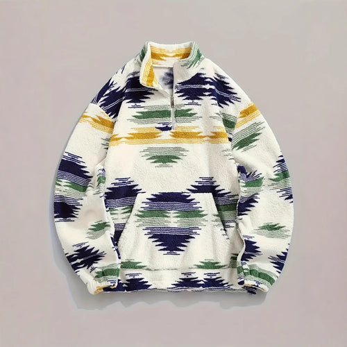 Dame Fleece-trøje med moderne lynlås og farverigt design Stilla