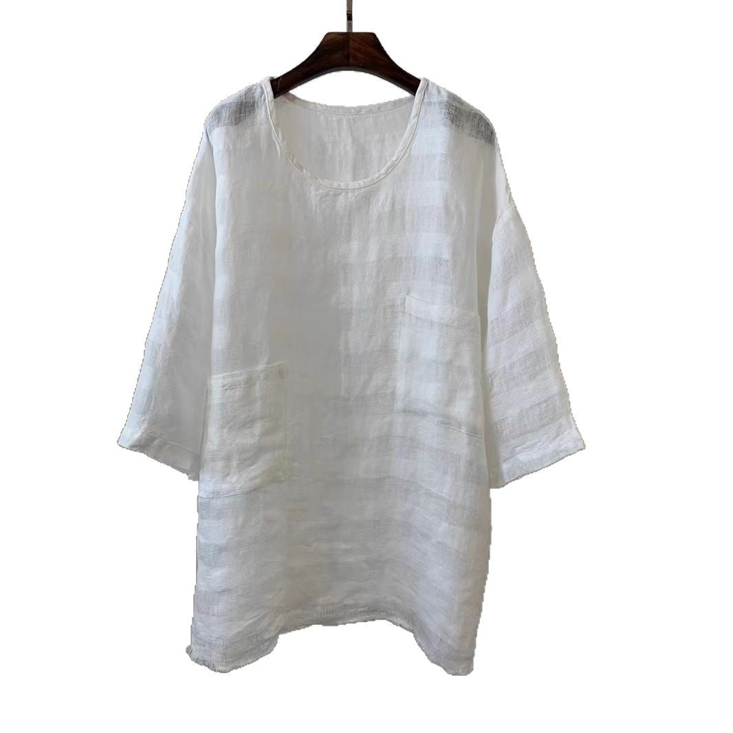 Dame Relaxed Fit Linned Tunika med påsatte lommer Stilla