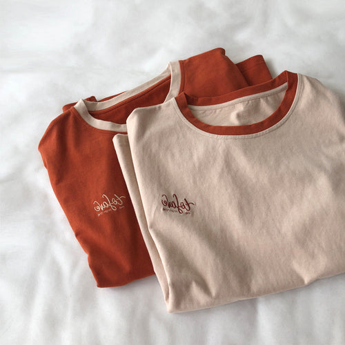 Femme Fritids Grafik T-shirt med kontrasterende krave Stilla