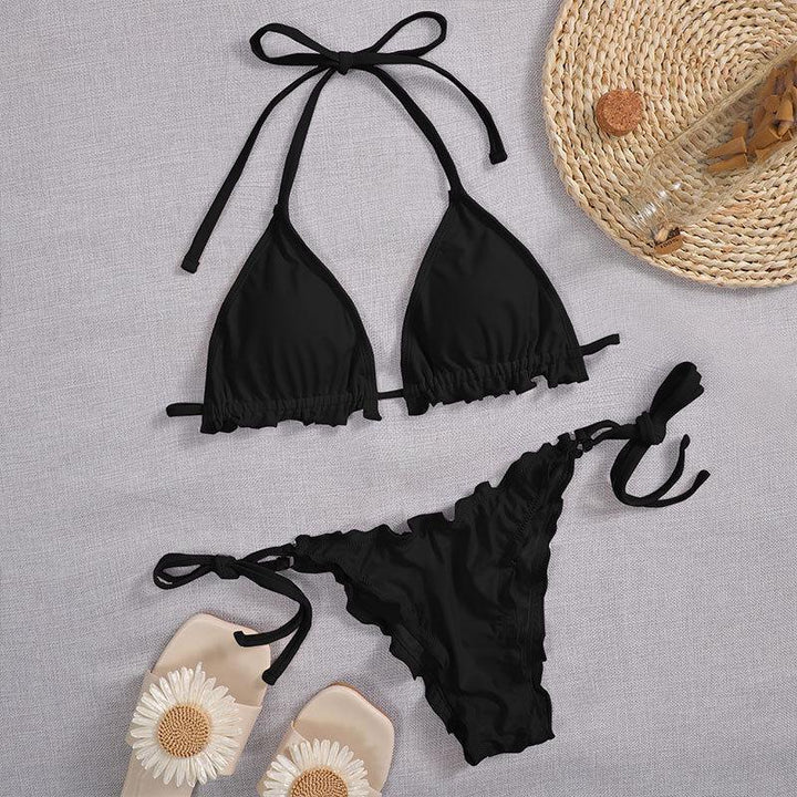 Dame trekant bikini med ruffles og justerbare stropper Skovae