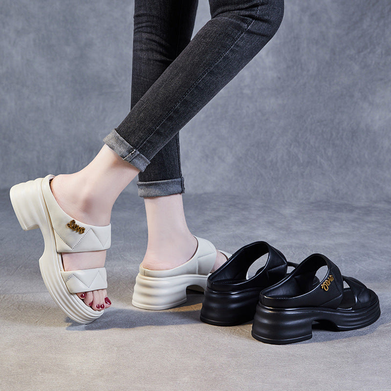 Dame platform slide sandaler med dekorative stropper Stilla