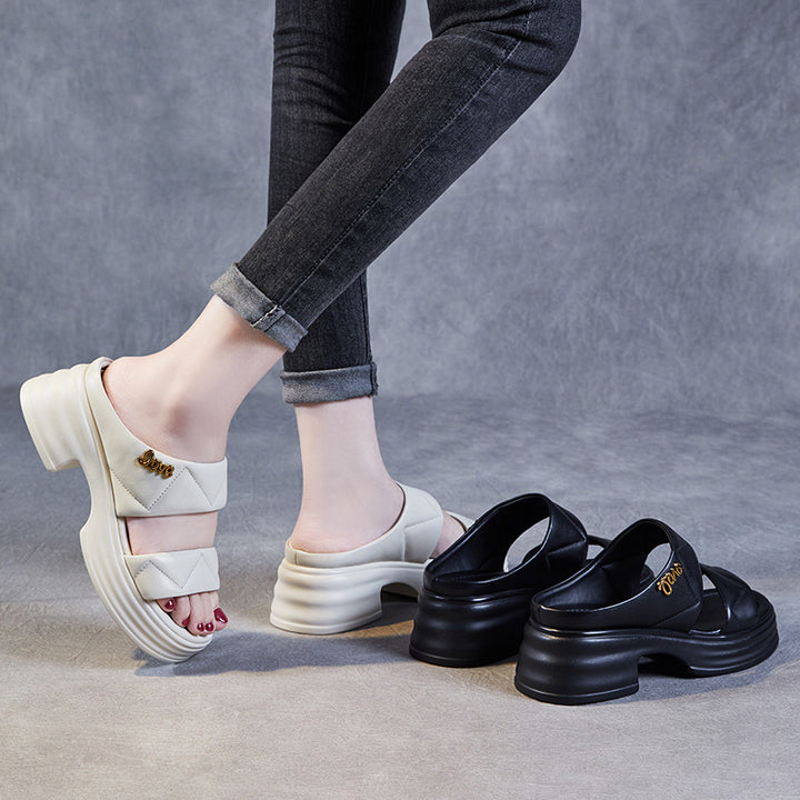 Dame platform slide sandaler med dekorative stropper Stilla