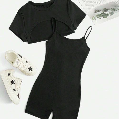 Kvinder cropped top og shorts jumpsuit sæt Stilla