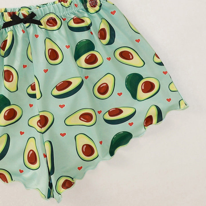 Dame loungewear-sæt med sjovt avocado-motiv Stilla