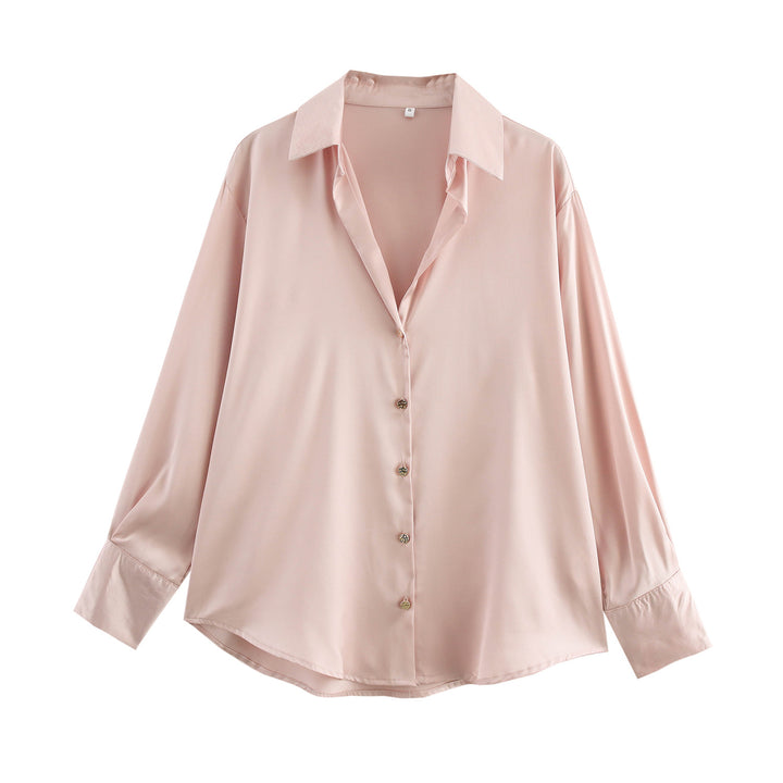 Dame silkebluse med moderne knapdetaljer Stilla