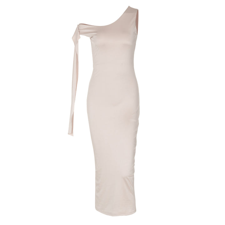 Dame Elegant One-Shoulder-Kjole med tætsiddende silhuet og lange ærmer Skovae