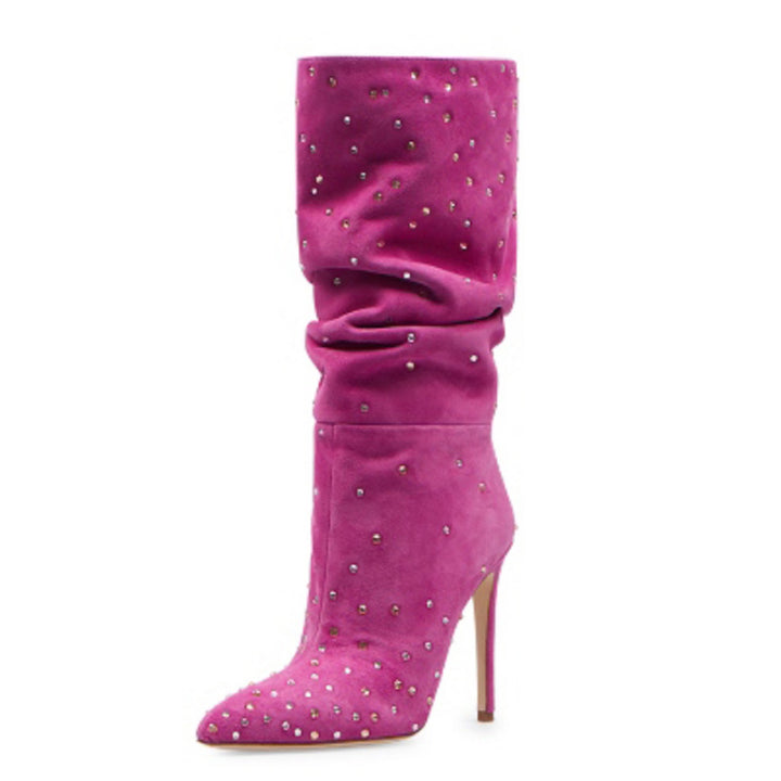 Femme Slouchy Højhælede Stiletto Støvler med Strassdetaljer Stilla