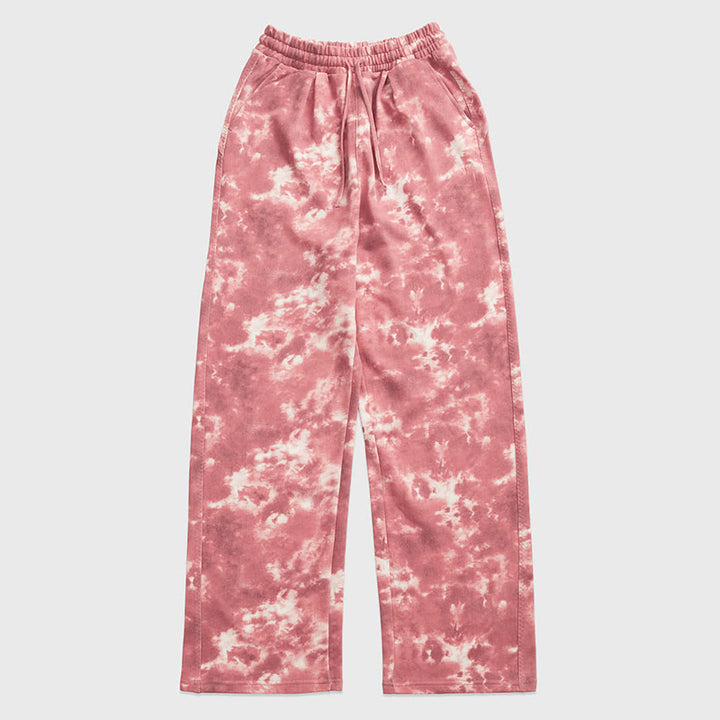 Dame bred fritidshose med stilfuldt batikdesign og elastisk talje Stilla