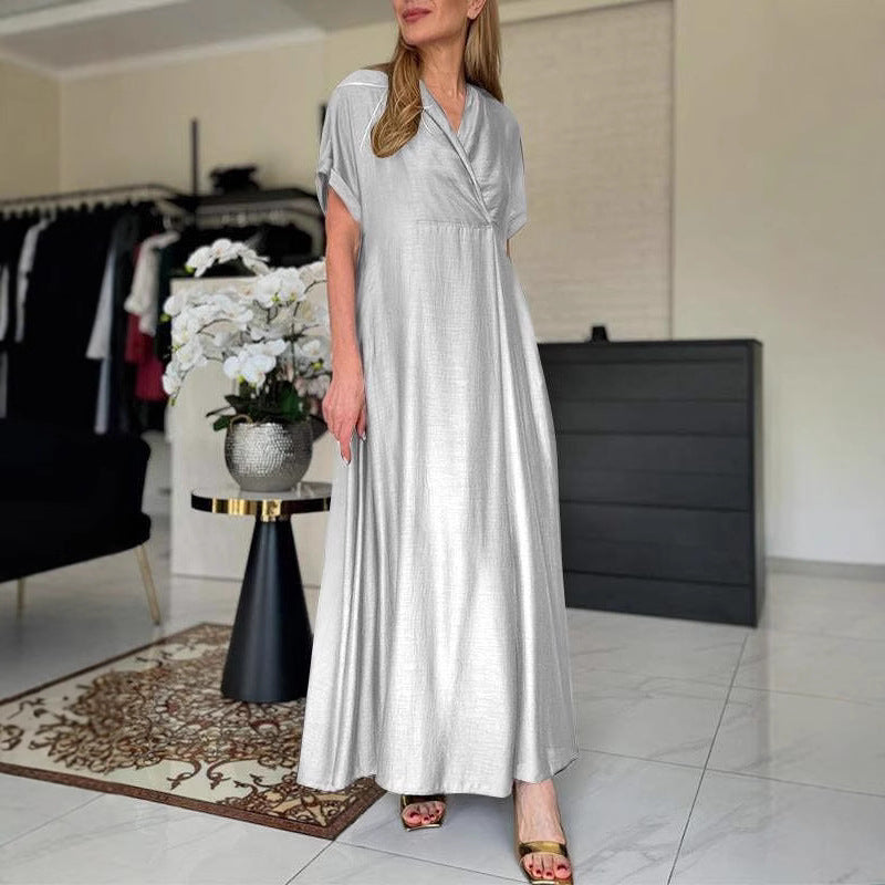Dame Maxikjole med elegant omslagssnit og luftige ærmer Stilla