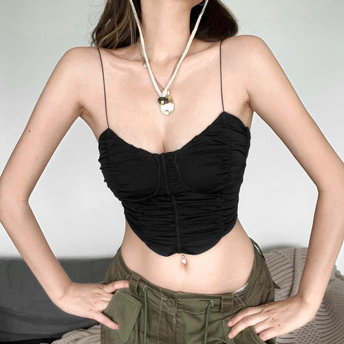 Dame Bustier-top med rynket design og justerbare stropper Stilla