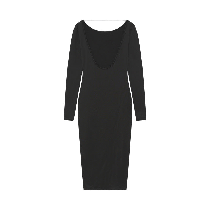 Dame Scoop-Hals Langærmet Bodycon Kjole Stilla