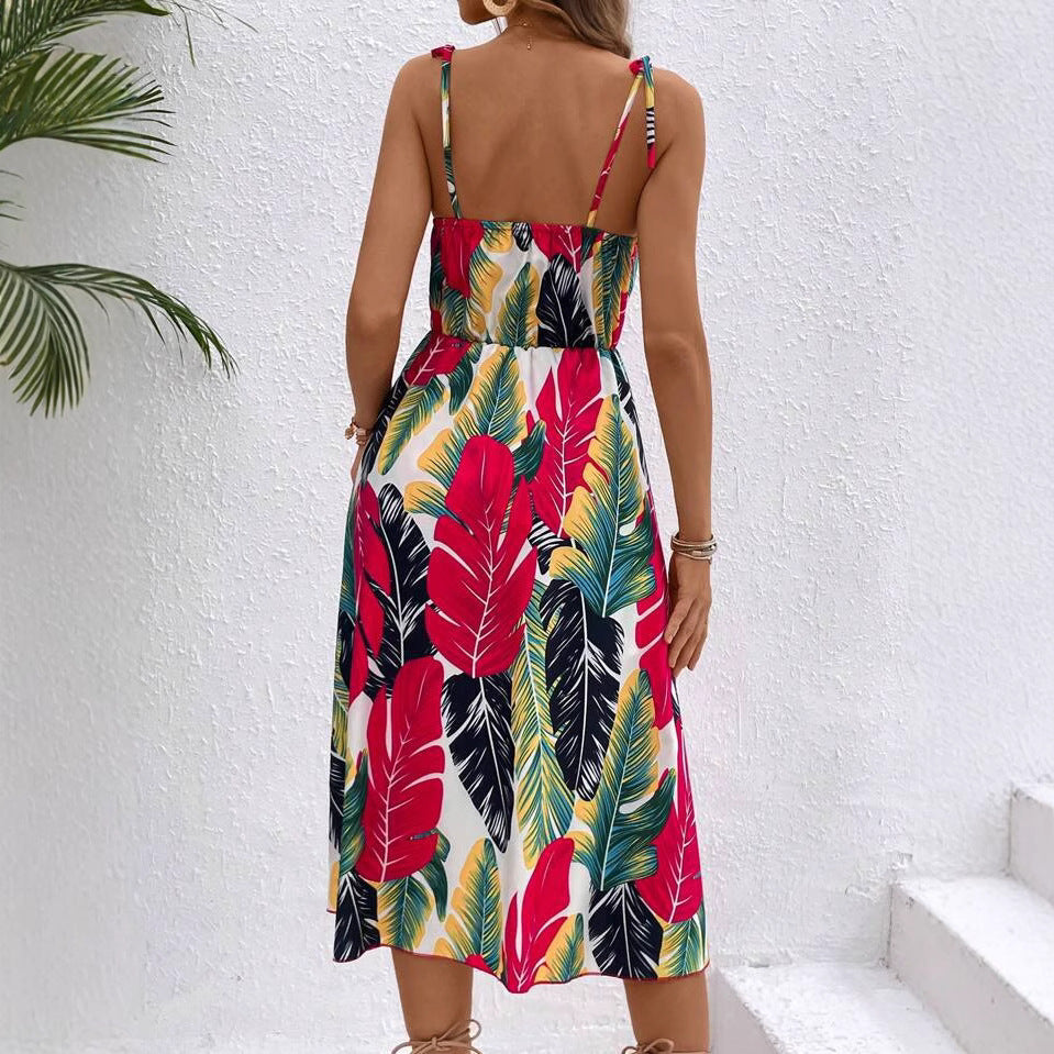 Dame Tropisk Print Maxi Cover-Up Kjole Stilla